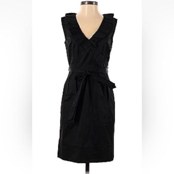 Ann Taylor Loft Black Crepe Sleeveless Ruffled Dress Womens‎ Size 4 (915) - Picture 1 of 5